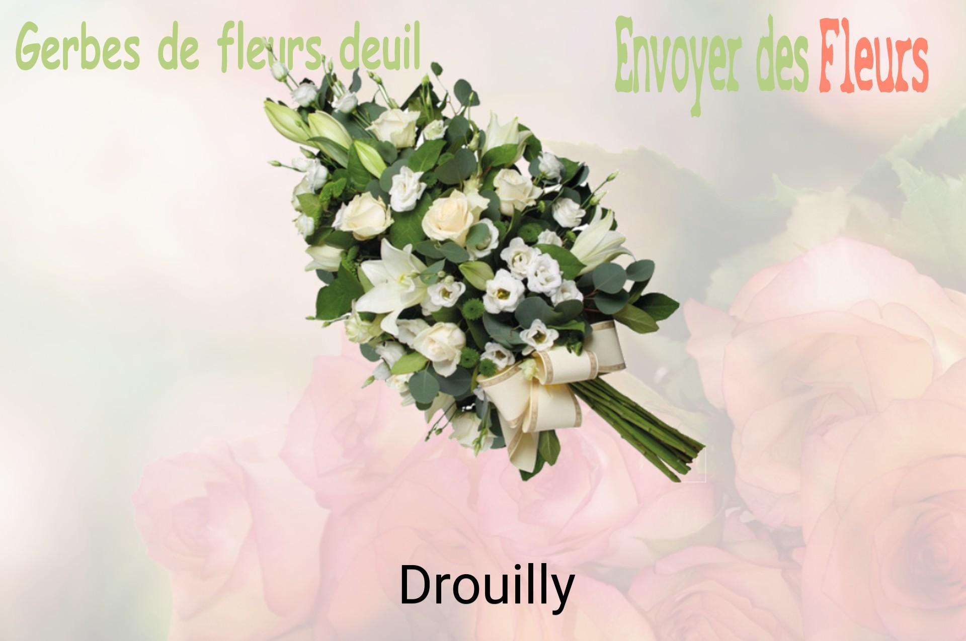 Gerbe de fleurs de deuil livrée à Drouilly